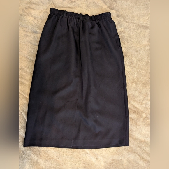 Vintage 1990s Alfred Dunner Womens Navy Blue Skirt Elastic Waist Medium - Picture 2 of 6
